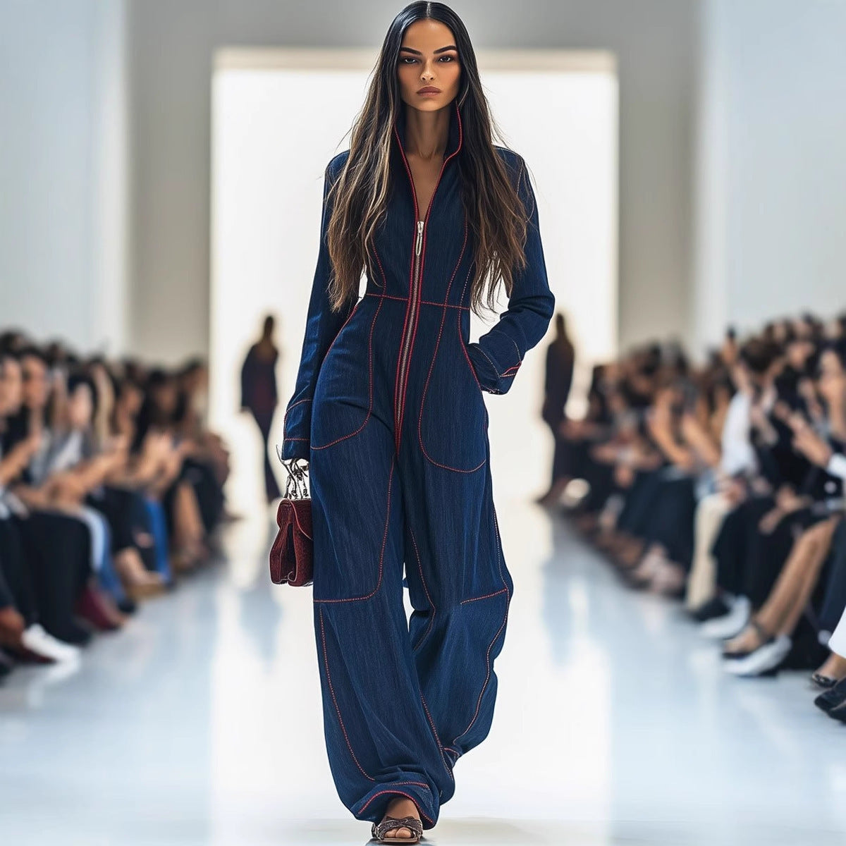 Jumpsuit mit V Ausschnitt