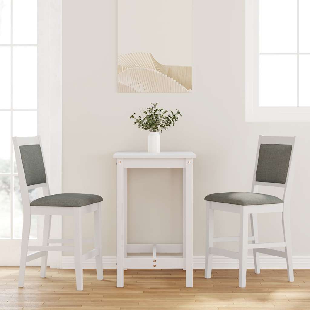 2 Barhocker mit Sitzkissen, natürliches Massivholz