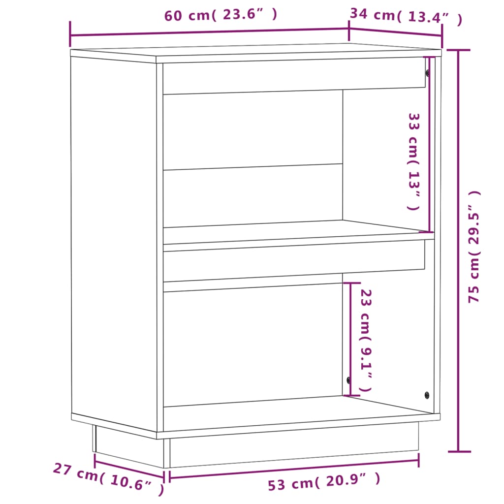 Massiver Kiefernholz-Seitenschrank