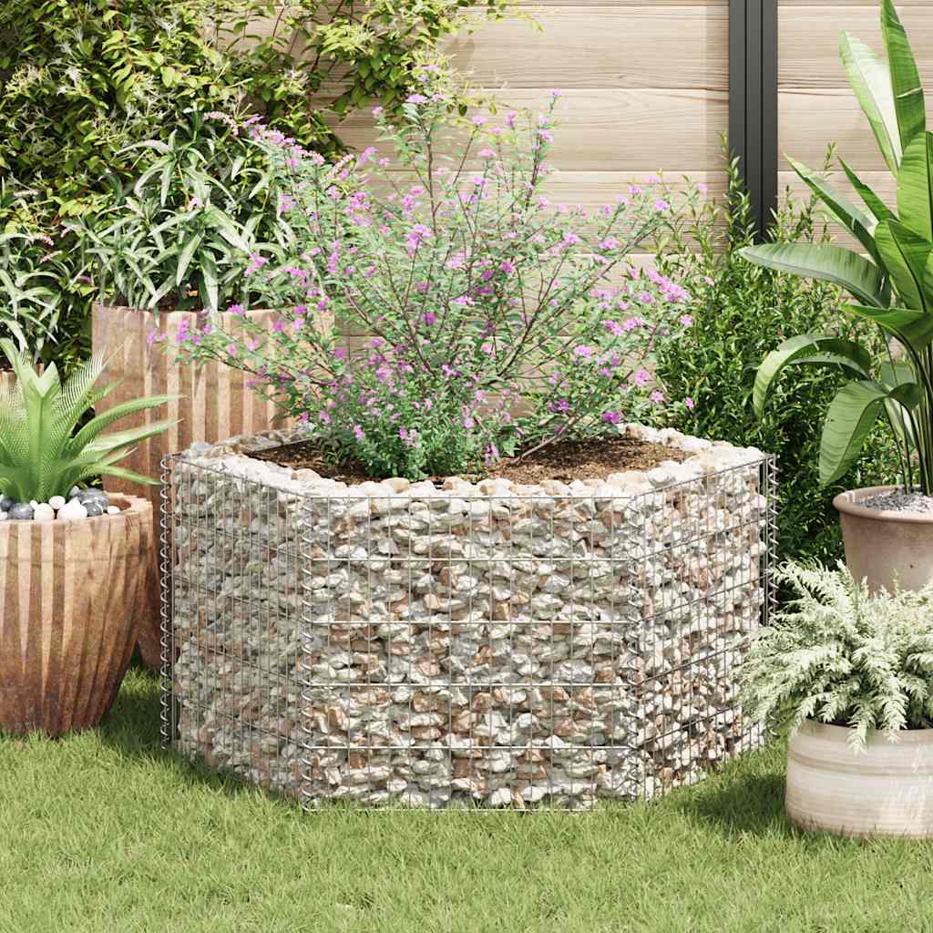 Sechseckiges Gabion-Hochbeet 100×90×50 cm