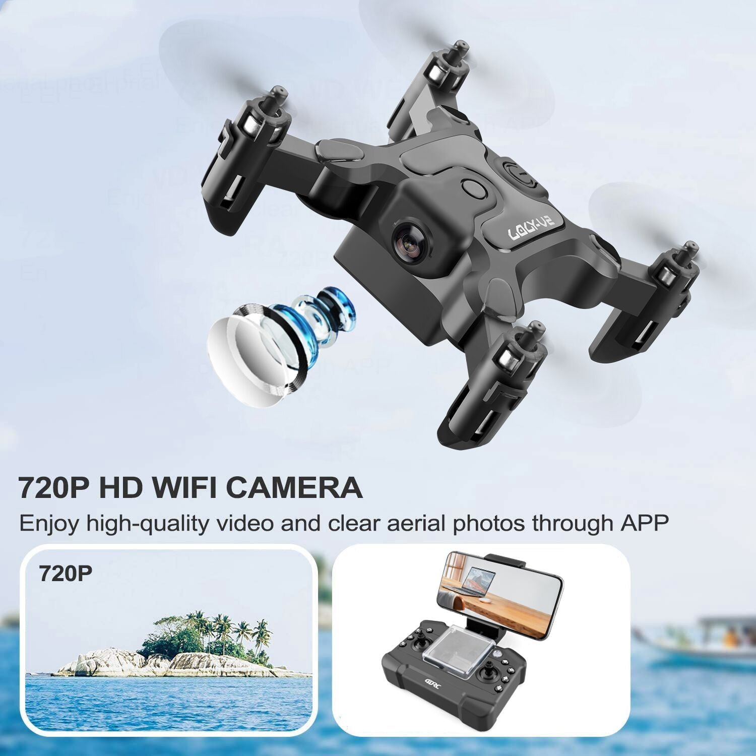 DE 4DRC V2 Mini Drohne Selfie WIFI FPV mit HD-Kamera