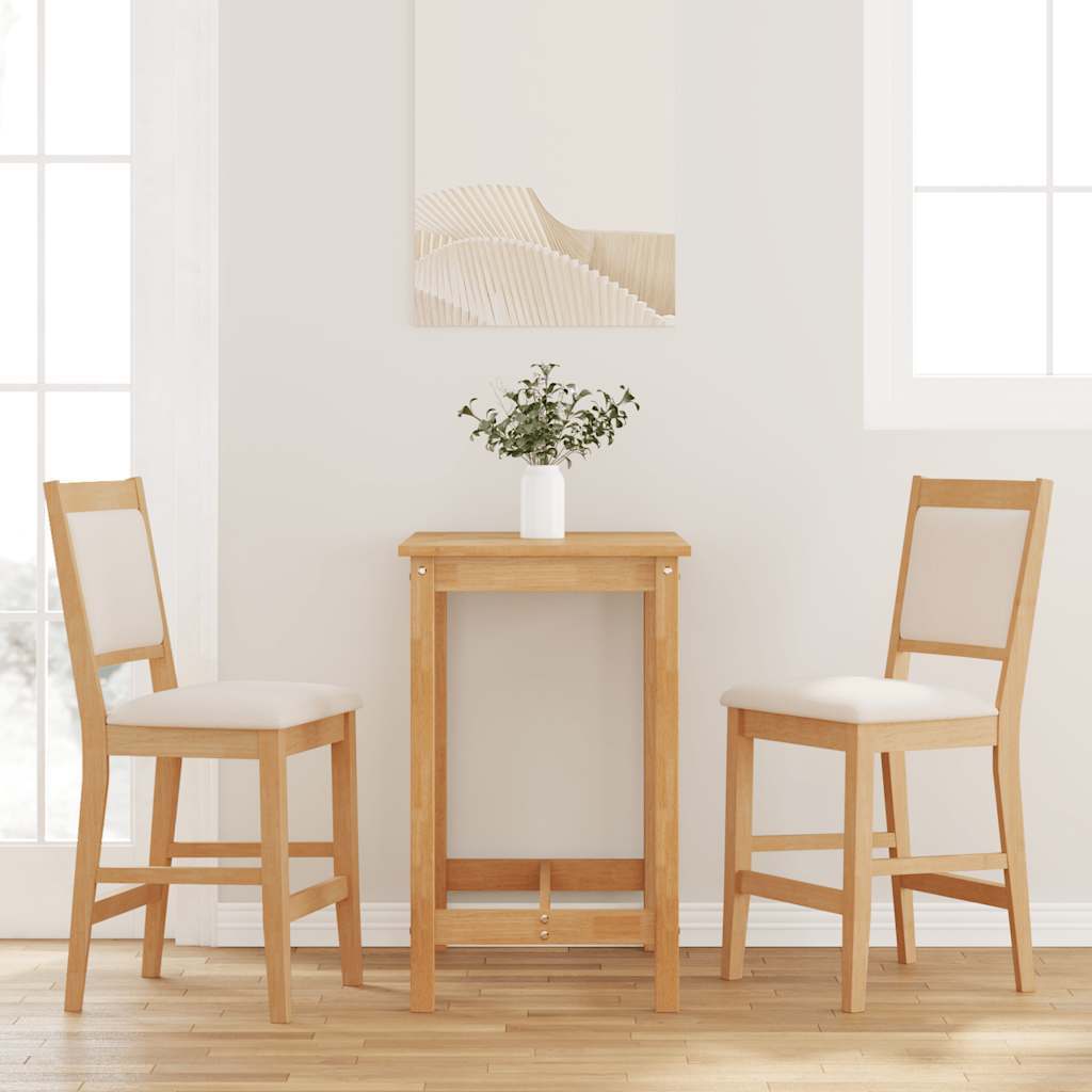 2 Barhocker mit Sitzkissen, natürliches Massivholz
