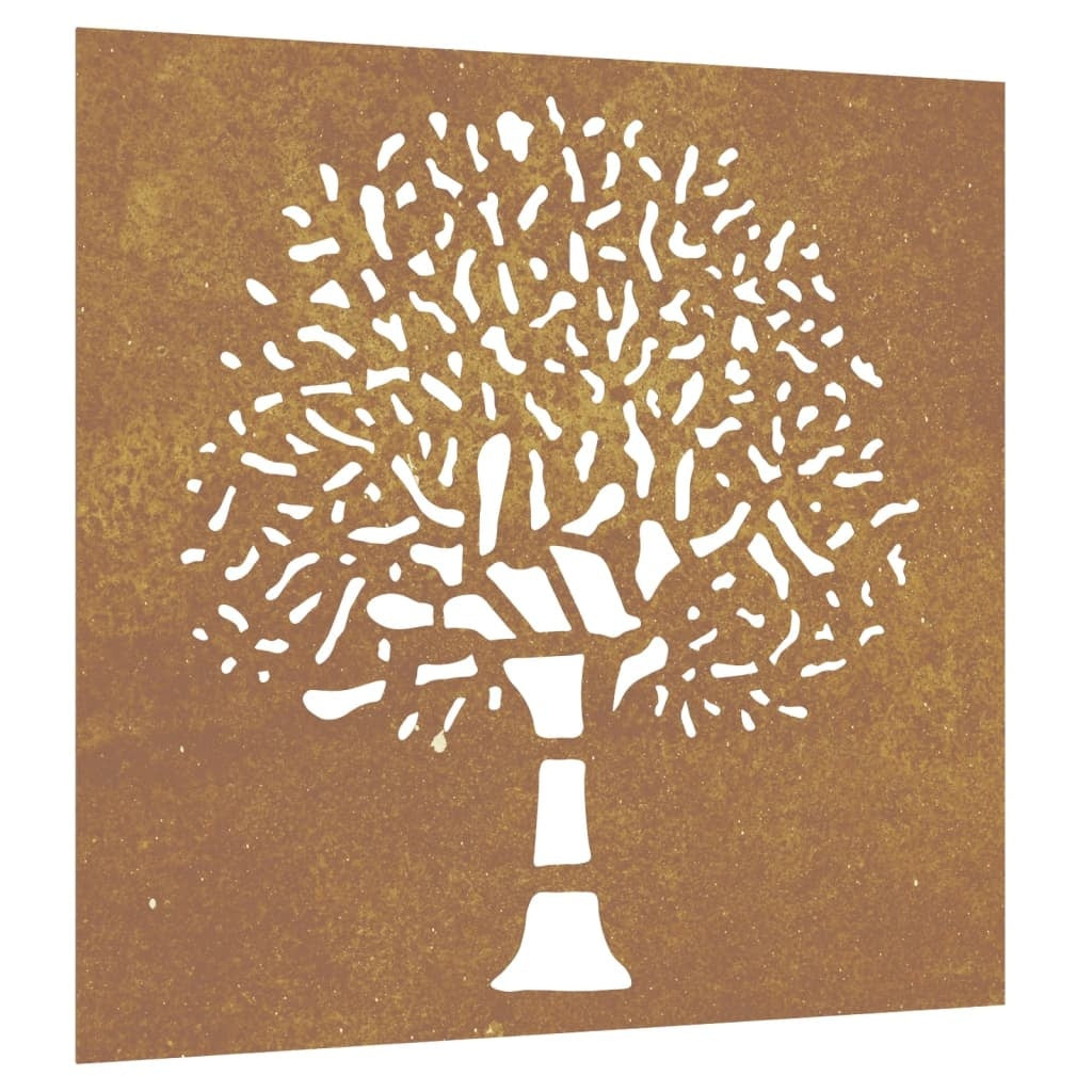 Gartenwanddekoration 55x55 cm Cortenstahlbaum-Design