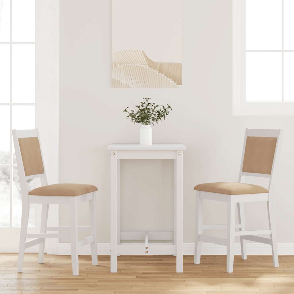 2 Barhocker mit Sitzkissen, natürliches Massivholz