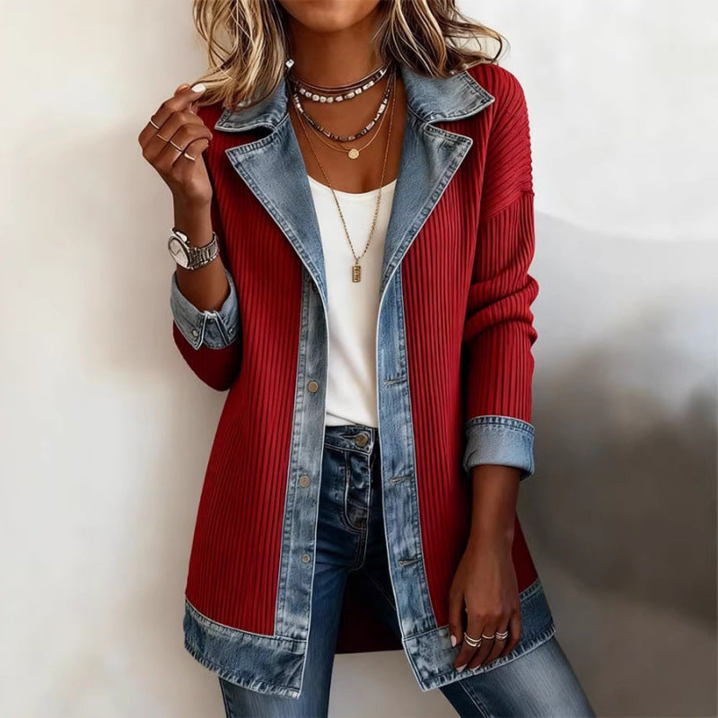 Langarm-Patchwork-Jacke