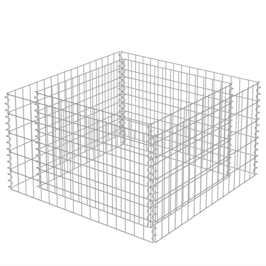 Gabion Hochbeet, verzinkt, 90×90×50 cm