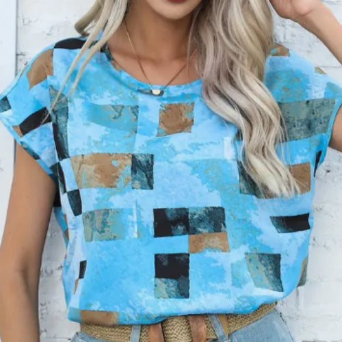 Damen-T-Shirt mit schickem geometrischem Aztekenmuster