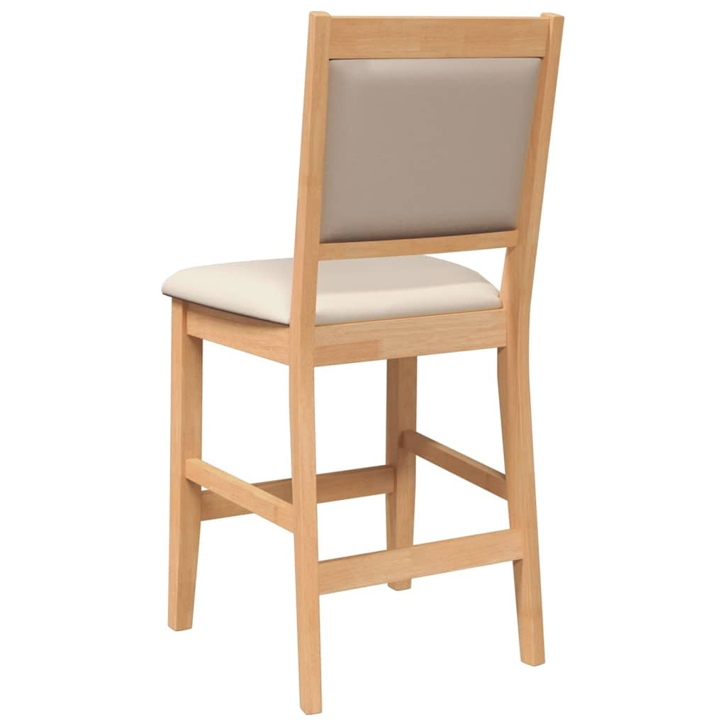 2 Barhocker mit Sitzkissen, natürliches Massivholz