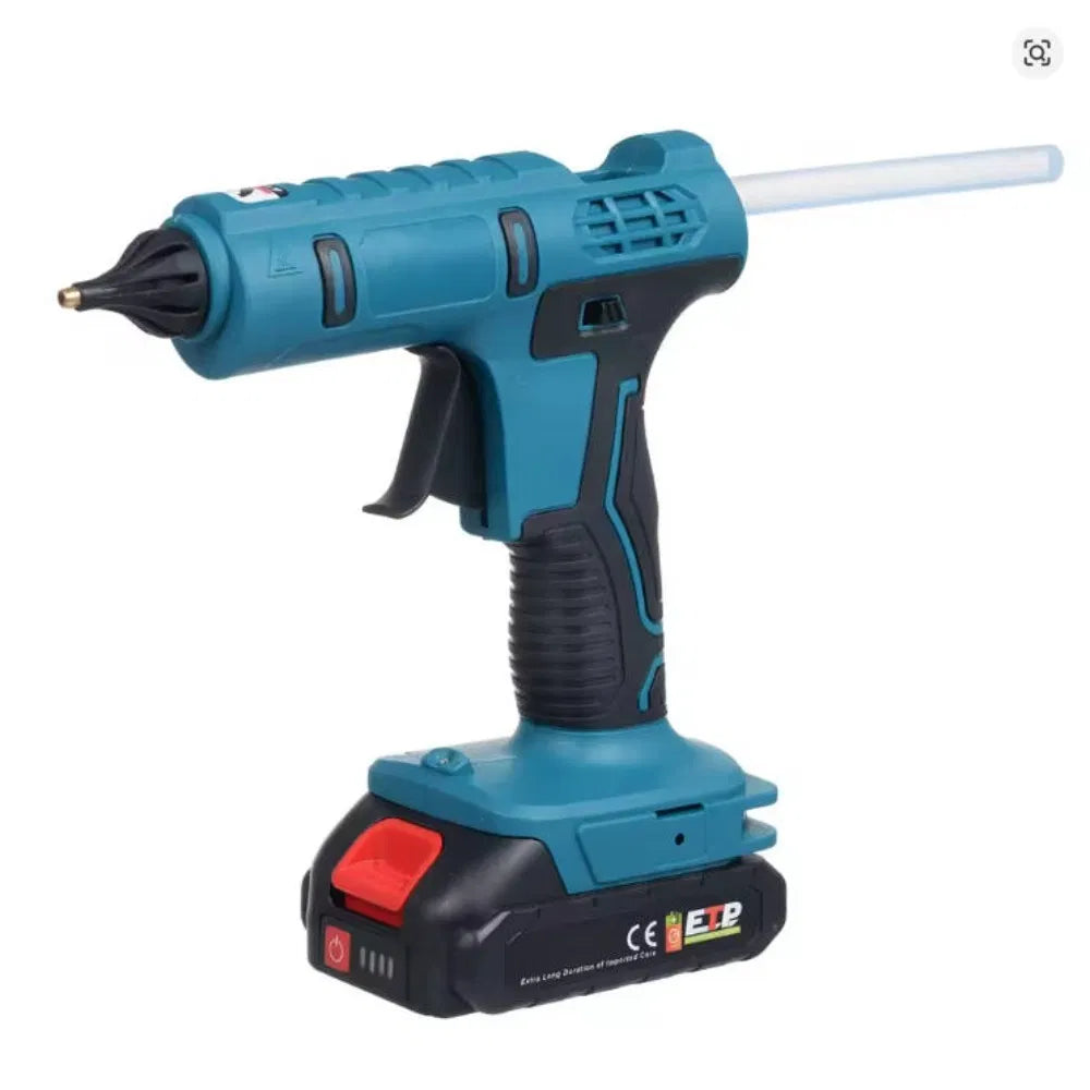 18V Cordless Hot Melt Glue Gun With Lithium Battery, Makita DeWalt Style For Home DIY Crafts, 11mm Glue Stick Compatible, Includes 10 Glue Sticks (Bare Tool)