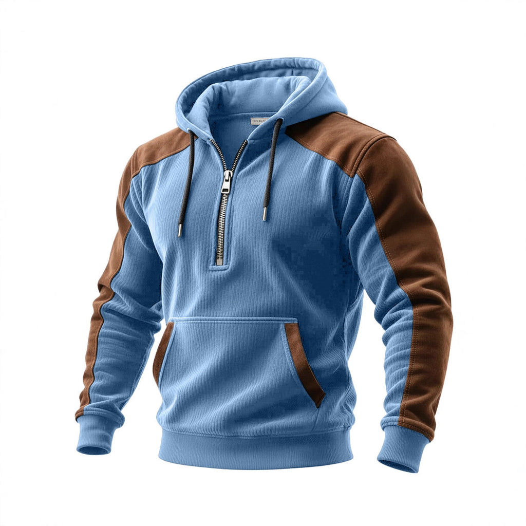 Hoodie mit Doppelkapuze und Halb-Reißverschluss