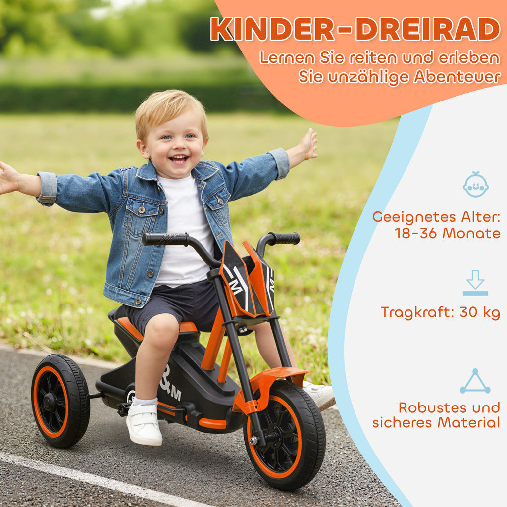 Dreirad für Kinder 18-36 Monaten, Stahl, 79x44x47 Cm, Orange