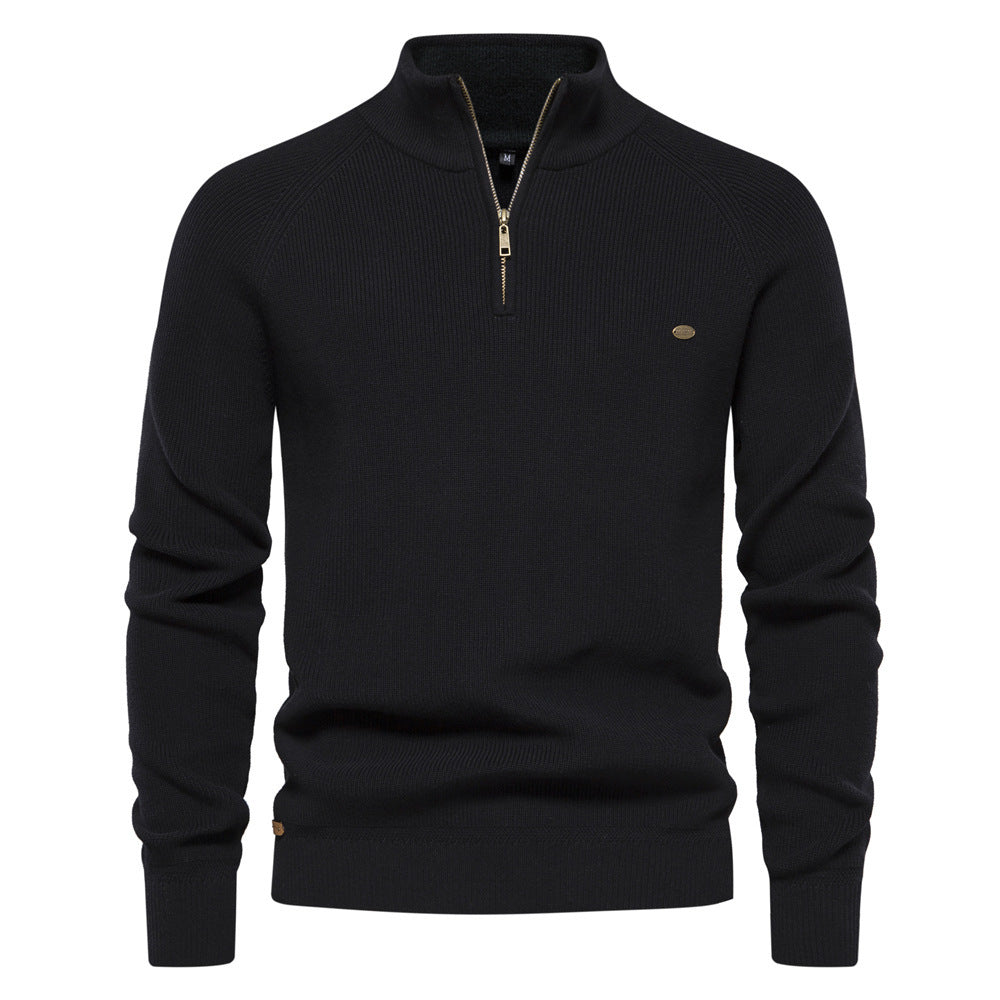 Herren Reißverschluss Stehkragen Strickpullover