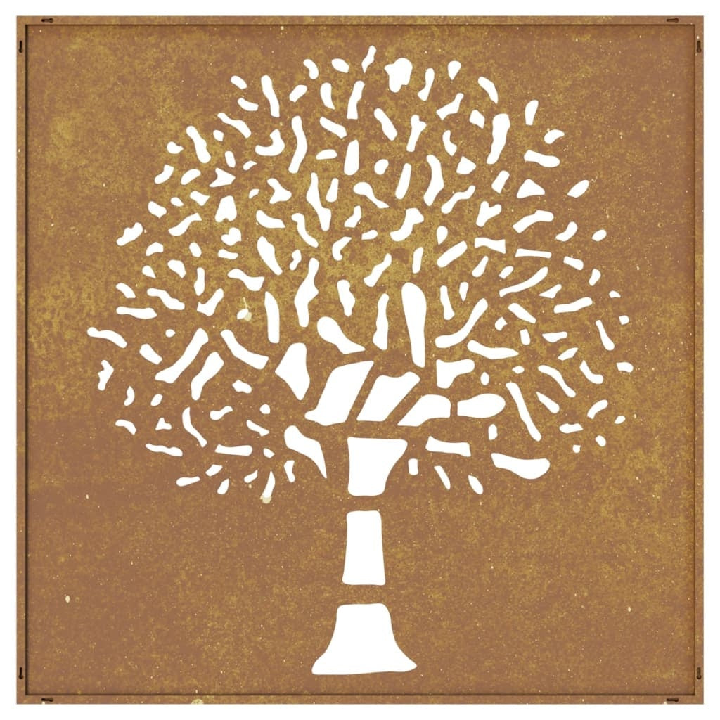 Gartenwanddekoration 55x55 cm Cortenstahlbaum-Design