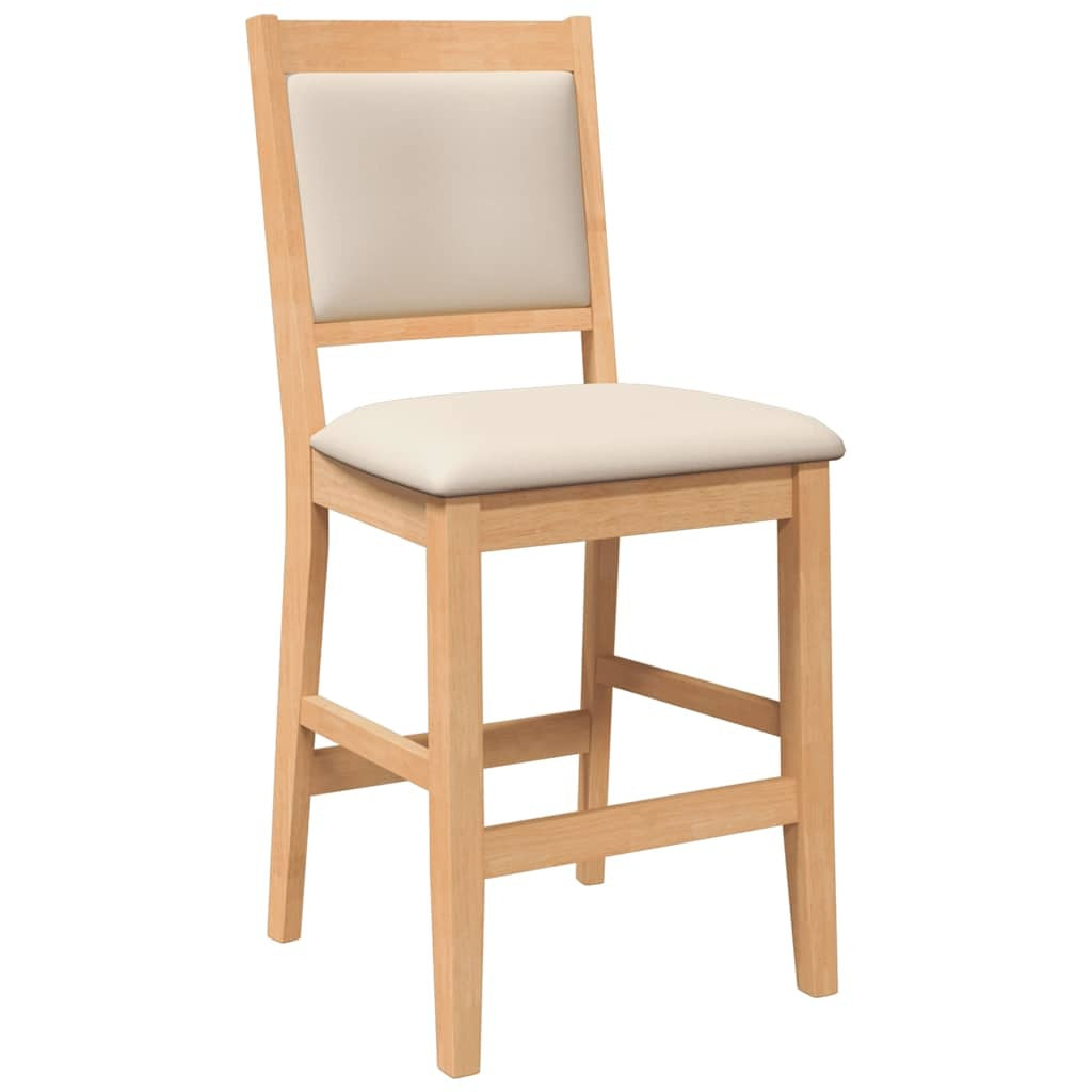 2 Barhocker mit Sitzkissen, natürliches Massivholz